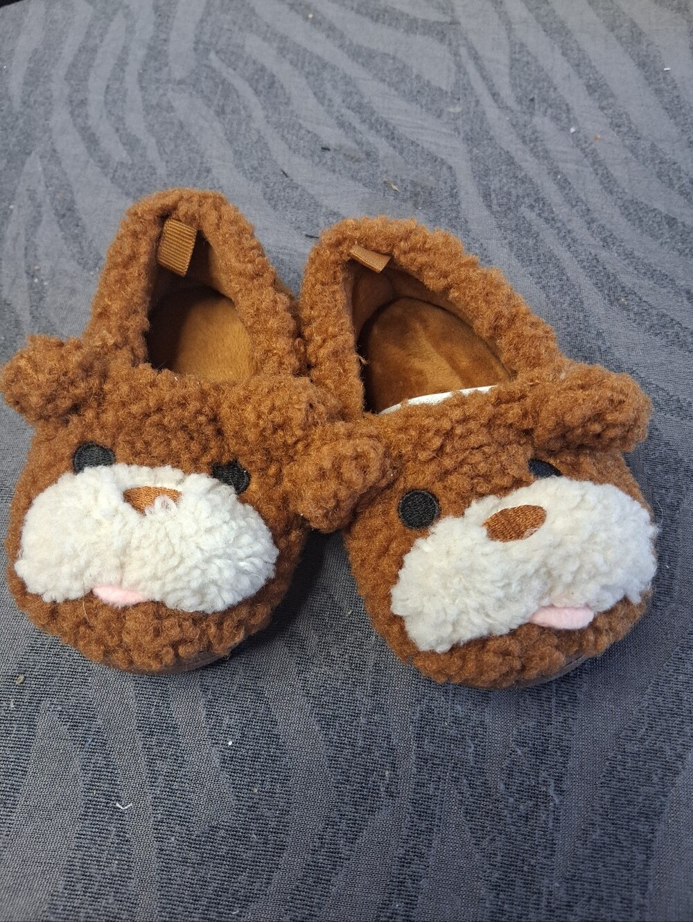 Cozy Brown Dog Slippers with White Snout Todder 5